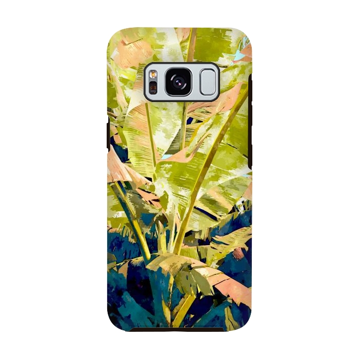 Galaxy S8 StrongFit Blush Banana Tree, Tropical Banana Leaves Painting, Watercolor Nature Jungle Botanical Illustration by Uma Prabhakar Gokhale