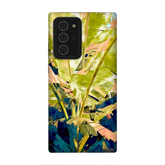 Galaxy Note 20 Ultra StrongFit Blush Banana Tree, Tropical Banana Leaves Painting, Watercolor Nature Jungle Botanical Illustration by Uma Prabhakar Gokhale
