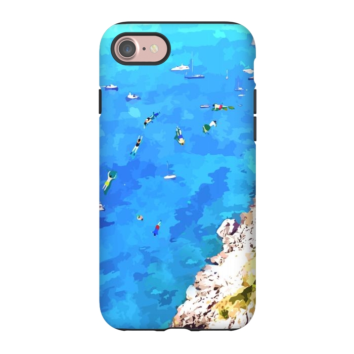 iPhone 7 StrongFit Capri Island, Italy Tropical Travel, Nature Landscape Painting, Ocean Beach Summer Illustration by Uma Prabhakar Gokhale