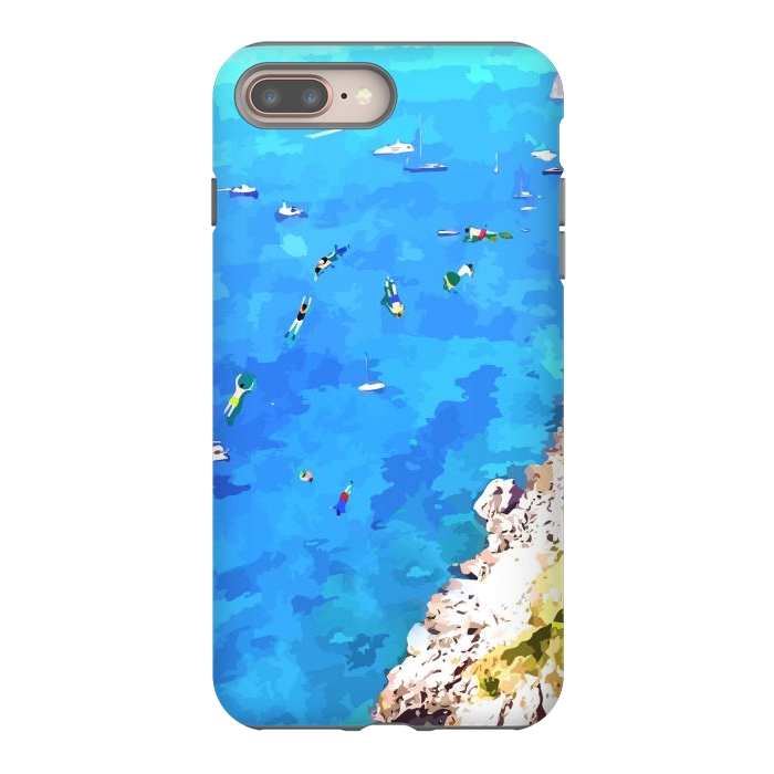 iPhone 7 plus StrongFit Capri Island, Italy Tropical Travel, Nature Landscape Painting, Ocean Beach Summer Illustration by Uma Prabhakar Gokhale