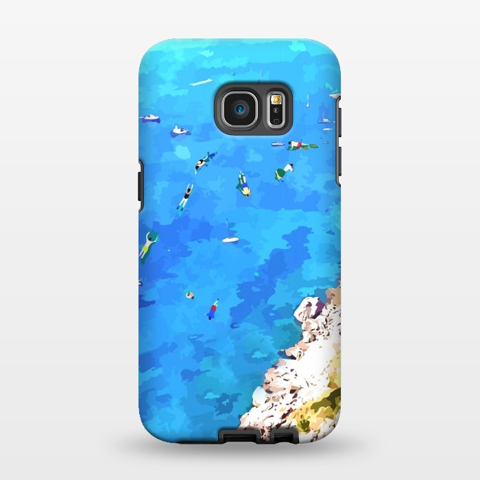 Galaxy S7 EDGE StrongFit Capri Island, Italy Tropical Travel, Nature Landscape Painting, Ocean Beach Summer Illustration by Uma Prabhakar Gokhale