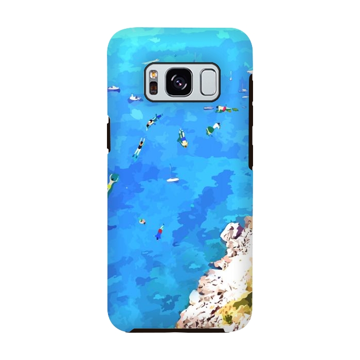 Galaxy S8 StrongFit Capri Island, Italy Tropical Travel, Nature Landscape Painting, Ocean Beach Summer Illustration by Uma Prabhakar Gokhale