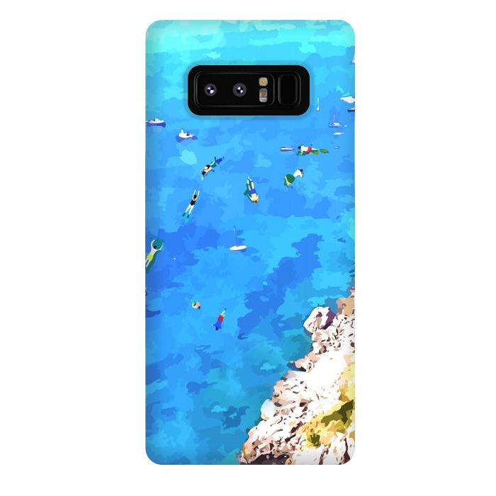 Galaxy Note 8 StrongFit Capri Island, Italy Tropical Travel, Nature Landscape Painting, Ocean Beach Summer Illustration by Uma Prabhakar Gokhale