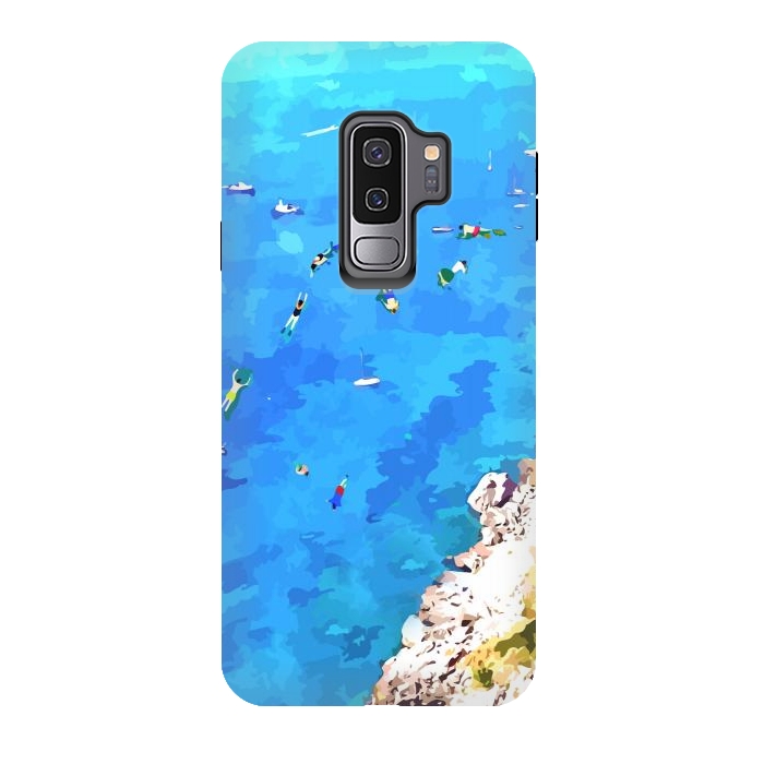 Galaxy S9 plus StrongFit Capri Island, Italy Tropical Travel, Nature Landscape Painting, Ocean Beach Summer Illustration by Uma Prabhakar Gokhale