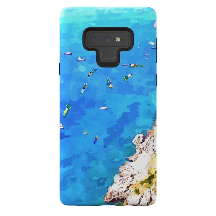Galaxy Note 9 StrongFit Capri Island, Italy Tropical Travel, Nature Landscape Painting, Ocean Beach Summer Illustration by Uma Prabhakar Gokhale