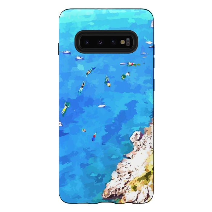 Galaxy S10 plus StrongFit Capri Island, Italy Tropical Travel, Nature Landscape Painting, Ocean Beach Summer Illustration by Uma Prabhakar Gokhale