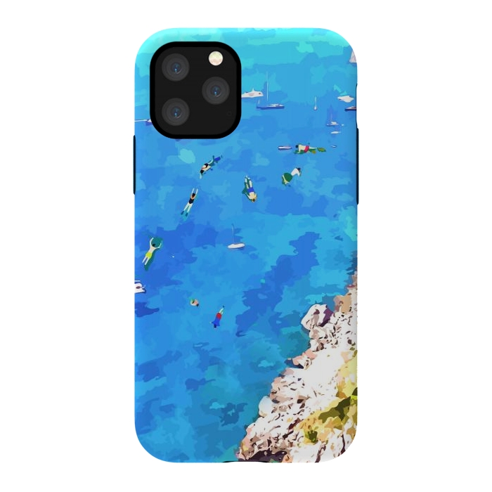 iPhone 11 Pro StrongFit Capri Island, Italy Tropical Travel, Nature Landscape Painting, Ocean Beach Summer Illustration by Uma Prabhakar Gokhale