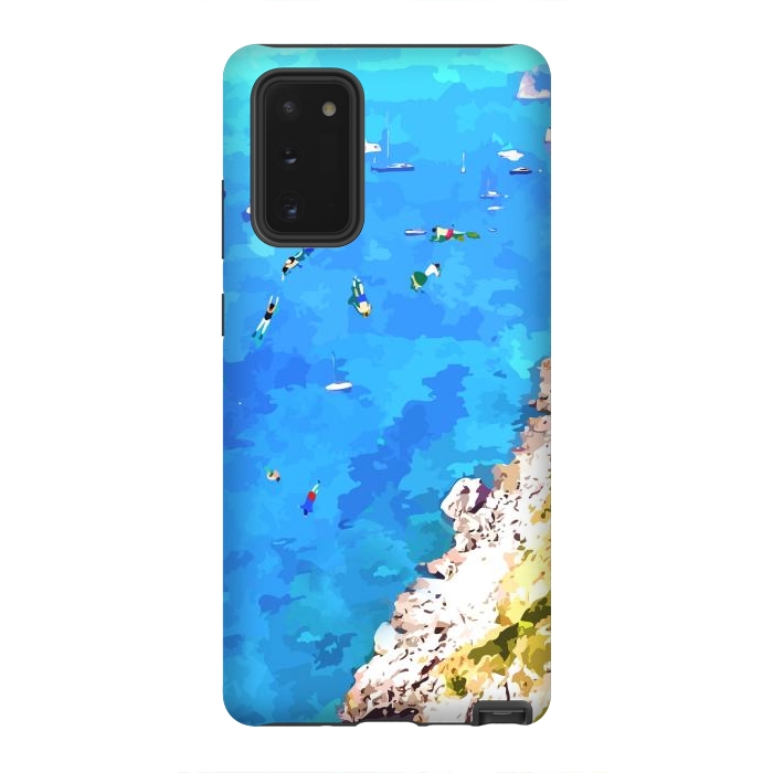 Galaxy Note 20 StrongFit Capri Island, Italy Tropical Travel, Nature Landscape Painting, Ocean Beach Summer Illustration by Uma Prabhakar Gokhale