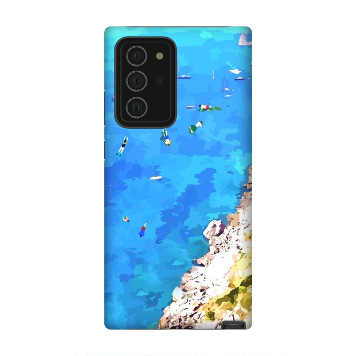 Galaxy Note 20 Ultra StrongFit Capri Island, Italy Tropical Travel, Nature Landscape Painting, Ocean Beach Summer Illustration by Uma Prabhakar Gokhale
