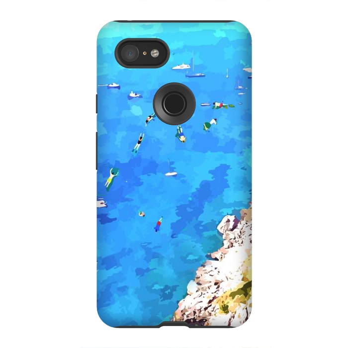 Pixel 3XL StrongFit Capri Island, Italy Tropical Travel, Nature Landscape Painting, Ocean Beach Summer Illustration by Uma Prabhakar Gokhale