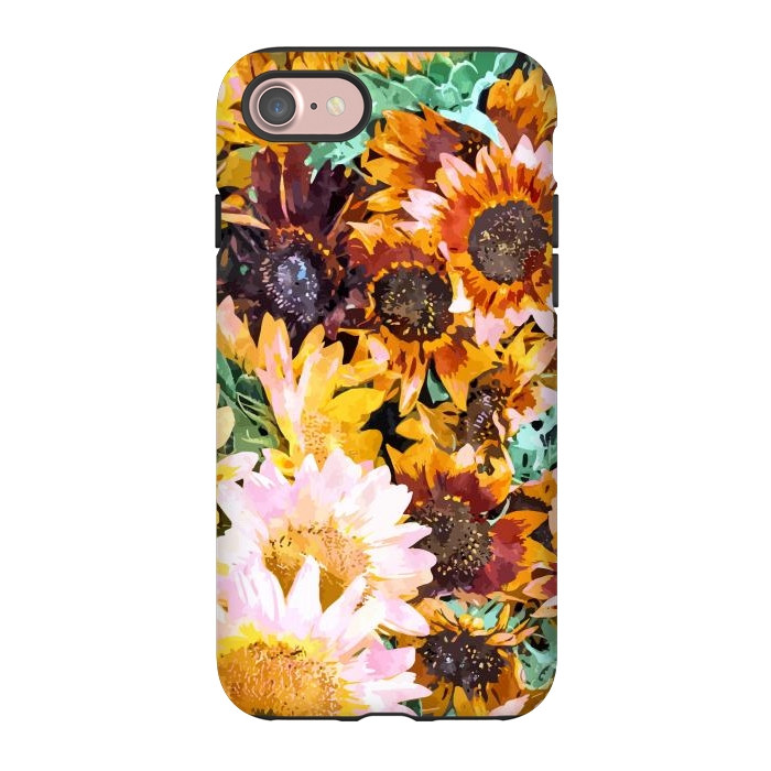 iPhone 7 StrongFit Summer Sunflowers, Modern Bohemian Urban Jungle Painting, Botanical Floral Blush Garden Nature by Uma Prabhakar Gokhale