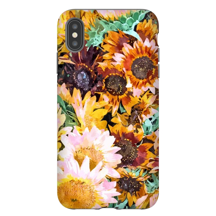 iPhone Xs Max StrongFit Summer Sunflowers, Modern Bohemian Urban Jungle Painting, Botanical Floral Blush Garden Nature by Uma Prabhakar Gokhale
