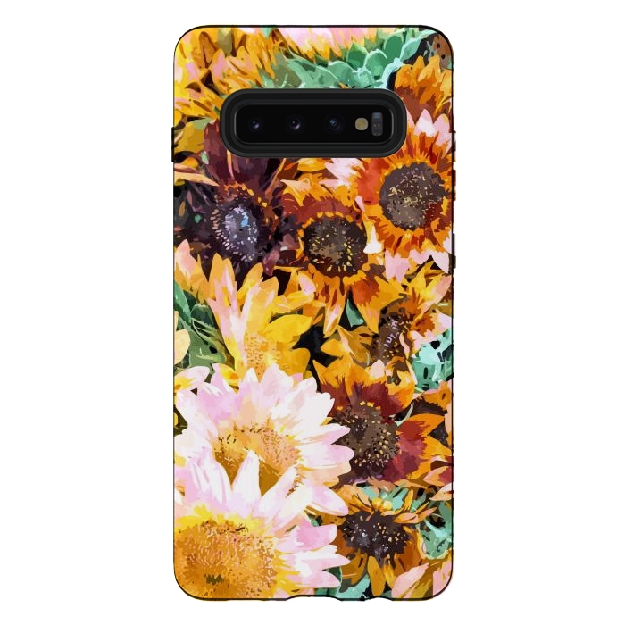 Galaxy S10 plus StrongFit Summer Sunflowers, Modern Bohemian Urban Jungle Painting, Botanical Floral Blush Garden Nature by Uma Prabhakar Gokhale
