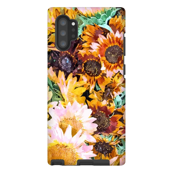 Galaxy Note 10 plus StrongFit Summer Sunflowers, Modern Bohemian Urban Jungle Painting, Botanical Floral Blush Garden Nature by Uma Prabhakar Gokhale