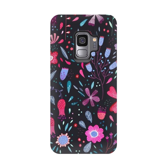 Galaxy S9 StrongFit Kennington Flowers Dark by Nic Squirrell