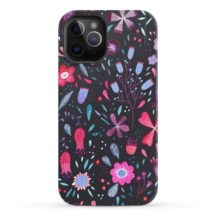 iPhone 12 Pro StrongFit Kennington Flowers Dark by Nic Squirrell