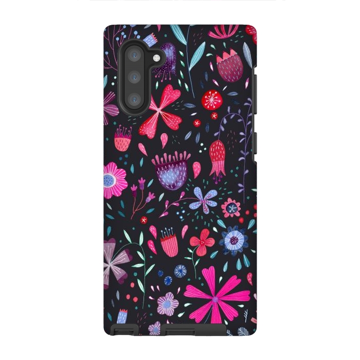 Galaxy Note 10 StrongFit Kennington Flowers Dark by Nic Squirrell