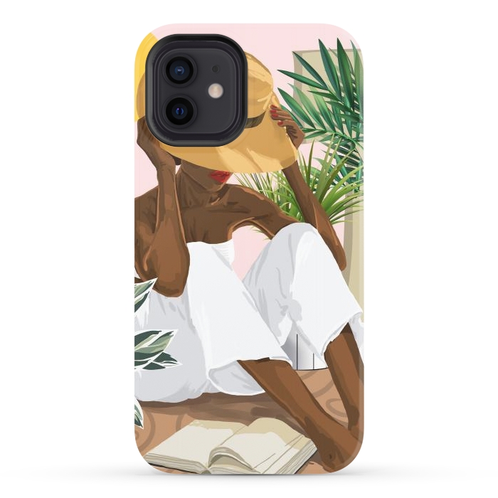 iPhone 12 StrongFit Summer Reading | Modern Bohemian Black Woman Travel | Beachy Vacation Book Reader by Uma Prabhakar Gokhale