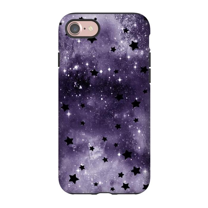 iPhone 7 StrongFit Dark purple starry galaxy - celestial pattern by Oana 