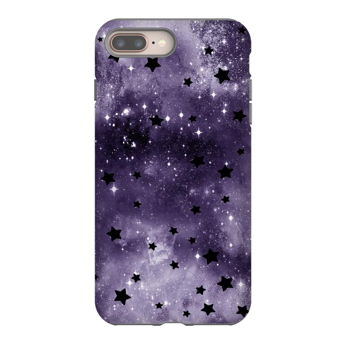 iPhone 7 plus StrongFit Dark purple starry galaxy - celestial pattern by Oana 