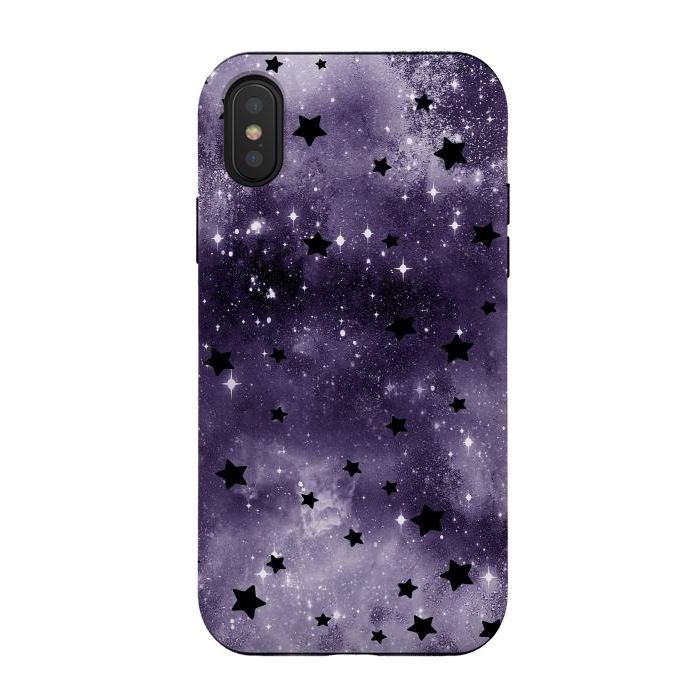 iPhone Xs / X StrongFit Dark purple starry galaxy - celestial pattern by Oana 