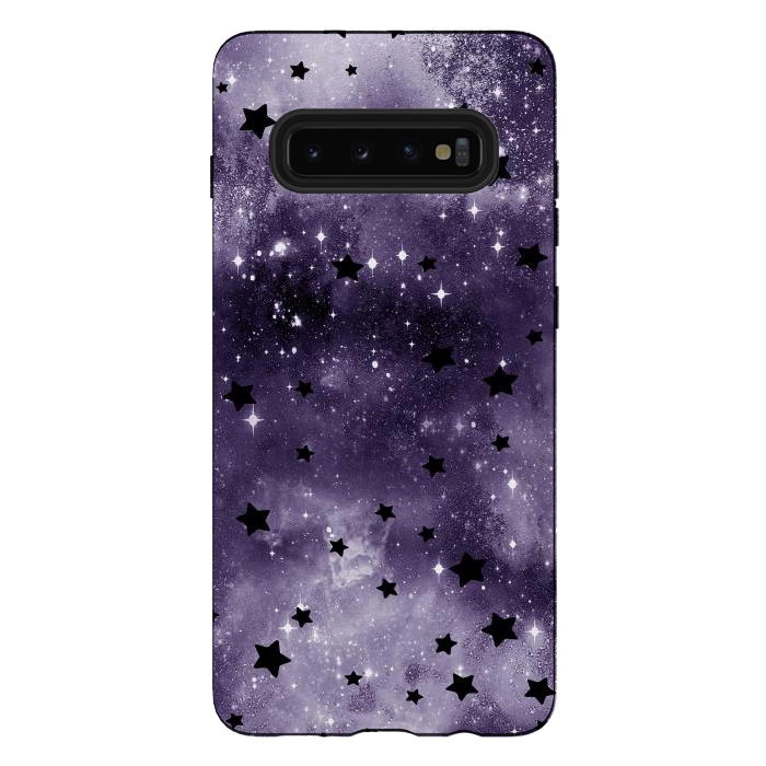 Galaxy S10 plus StrongFit Dark purple starry galaxy - celestial pattern by Oana 