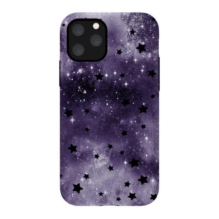 iPhone 11 Pro StrongFit Dark purple starry galaxy - celestial pattern by Oana 