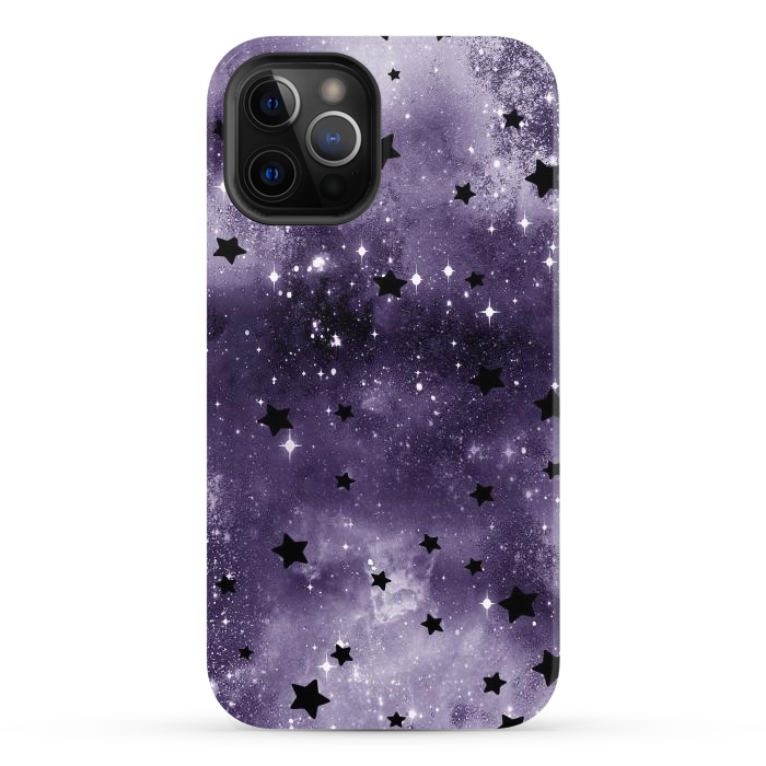 iPhone 12 Pro Max StrongFit Dark purple starry galaxy - celestial pattern by Oana 