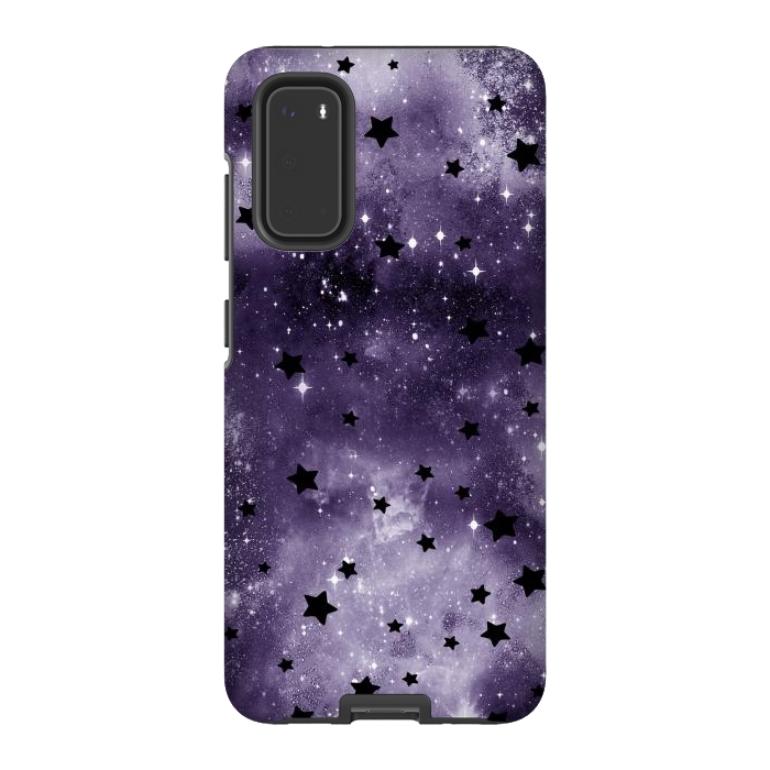 Galaxy S20 StrongFit Dark purple starry galaxy - celestial pattern by Oana 