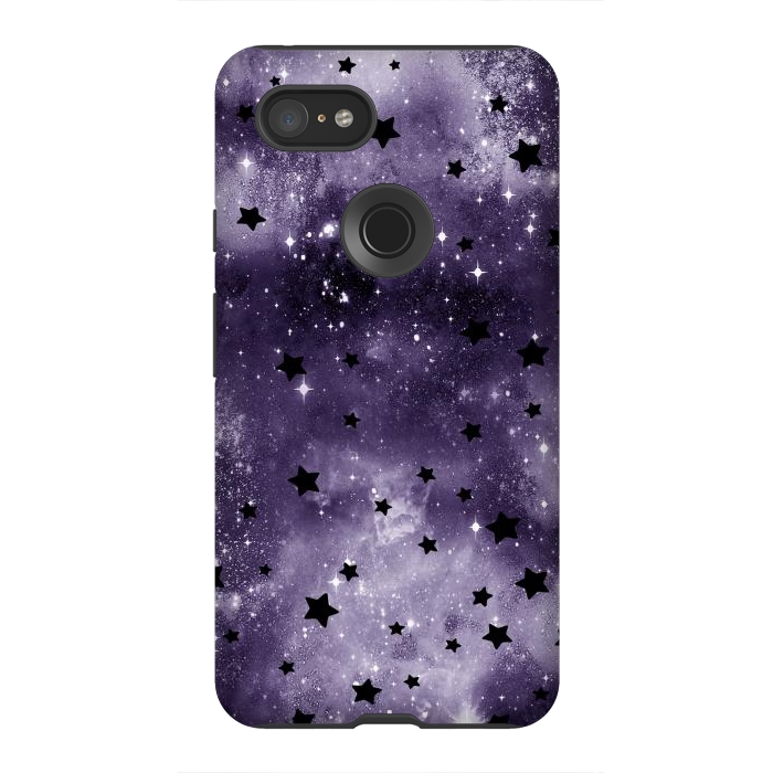 Pixel 3XL StrongFit Dark purple starry galaxy - celestial pattern by Oana 