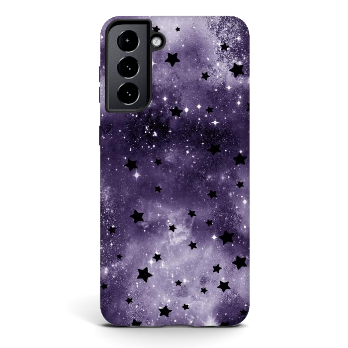 Galaxy S21 plus StrongFit Dark purple starry galaxy - celestial pattern by Oana 