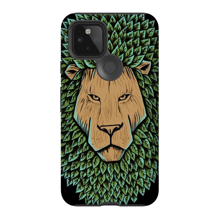 Pixel 5 StrongFit Wood Lion by Coffee Man