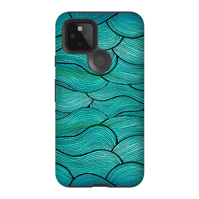 Pixel 5 StrongFit Sea Waves Pattern by Pom Graphic Design