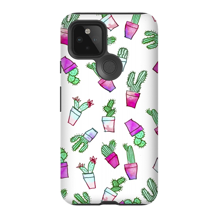 Pixel 5 StrongFit Whimsical Hand Drawn cactus pattern  by Girly Trend
