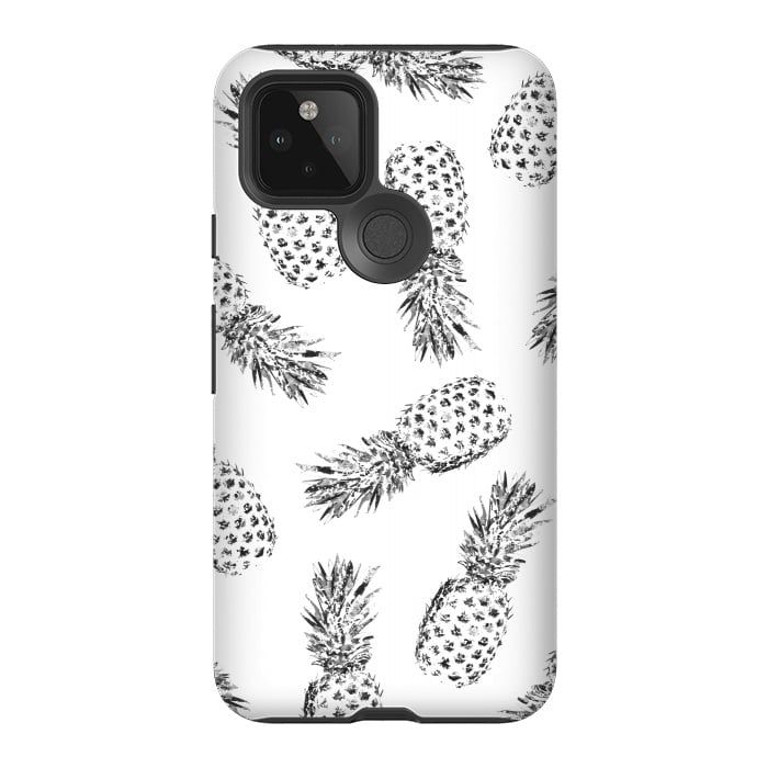 Pixel 5 StrongFit Pineapples black and white by Rui Faria