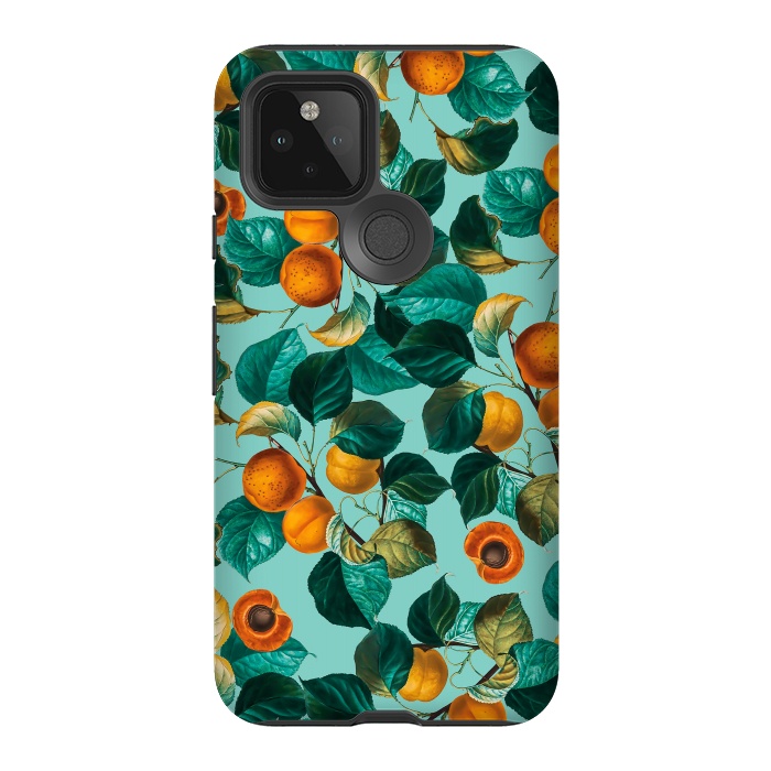 Pixel 5 StrongFit Peach and Leaf Pattern by Burcu Korkmazyurek