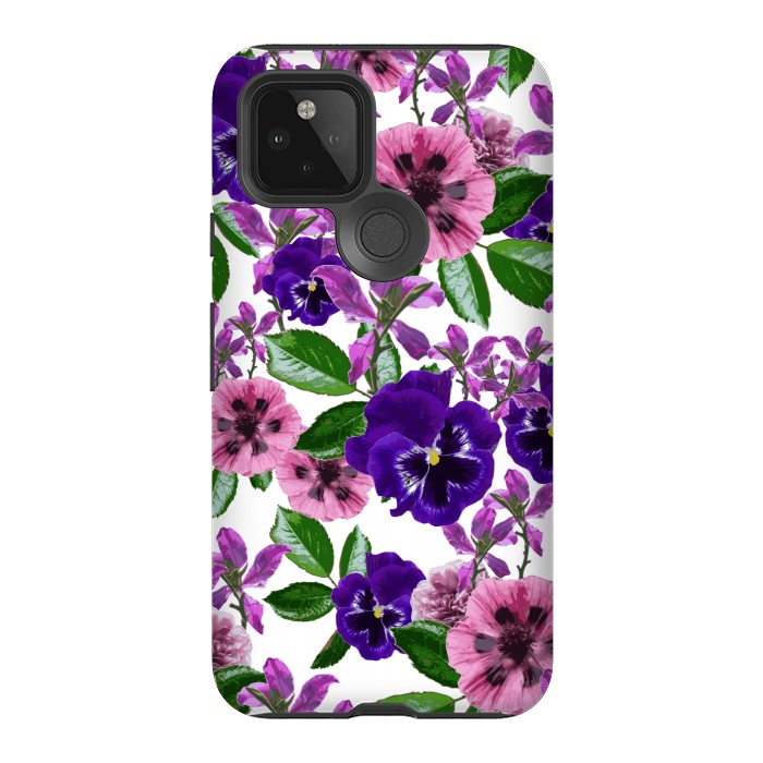 Pixel 5 StrongFit White Floral Garden by Zala Farah