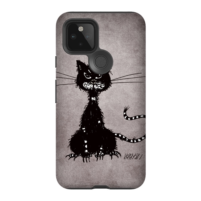 Pixel 5 StrongFit Ragged Evil Black Cat by Boriana Giormova