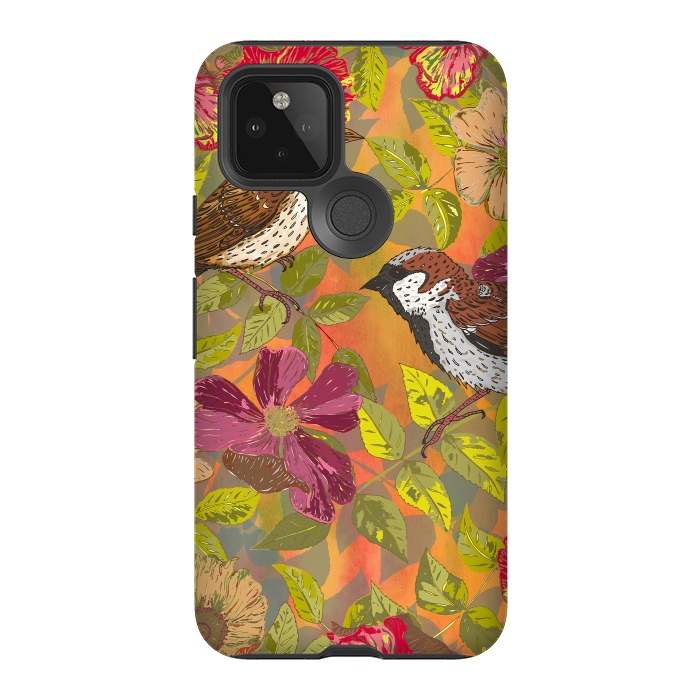 Pixel 5 StrongFit Sparrow and Wild Rose by Lotti Brown