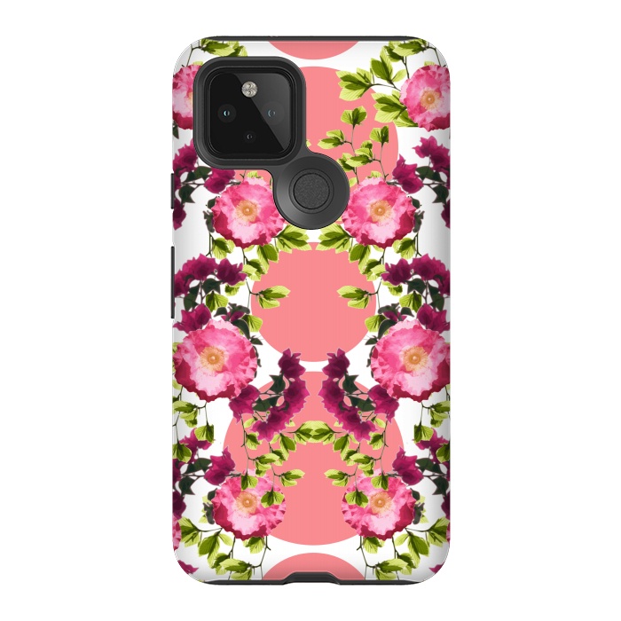 Pixel 5 StrongFit Symmetrical Pink Floral Print by Zala Farah