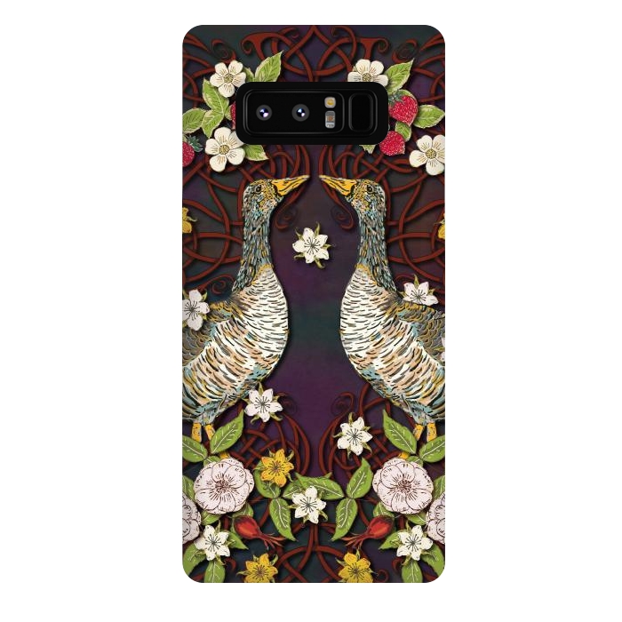 Galaxy Note 8 StrongFit Summer Strawberry Geese by Lotti Brown