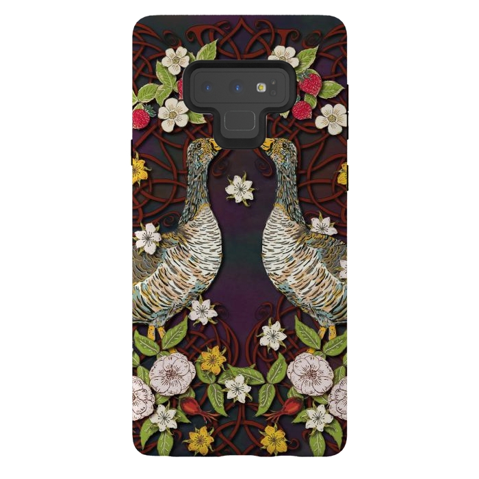Galaxy Note 9 StrongFit Summer Strawberry Geese by Lotti Brown