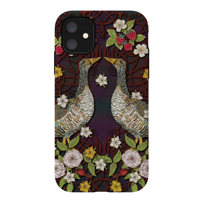 iPhone 11 StrongFit Summer Strawberry Geese by Lotti Brown
