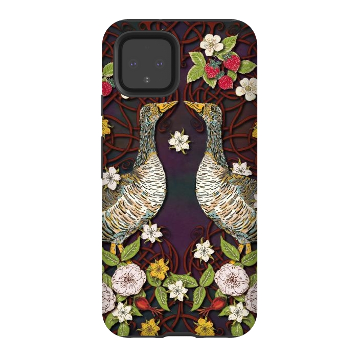 Pixel 4 StrongFit Summer Strawberry Geese by Lotti Brown