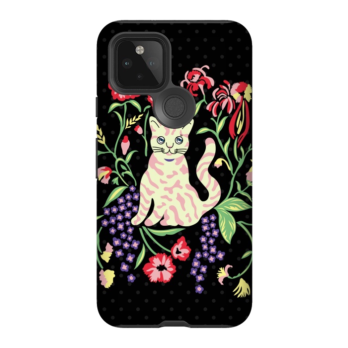 Pixel 5 StrongFit Cutie Cat with Flowers by Michael Cheung