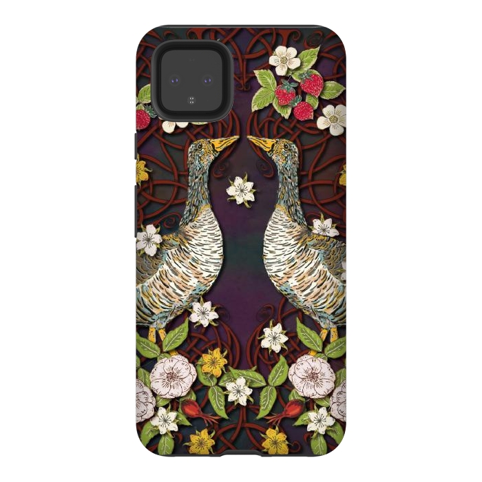 Pixel 4XL StrongFit Summer Strawberry Geese by Lotti Brown