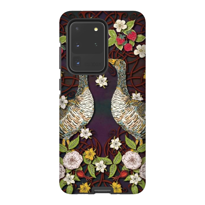 Galaxy S20 Ultra StrongFit Summer Strawberry Geese by Lotti Brown