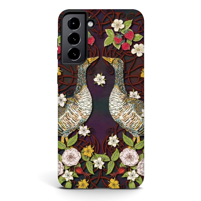 Galaxy S21 plus StrongFit Summer Strawberry Geese by Lotti Brown