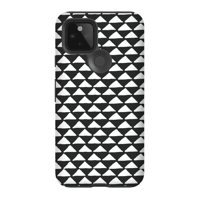 Pixel 5 StrongFit Triangle pattern seamless black and white by Jelena Obradovic