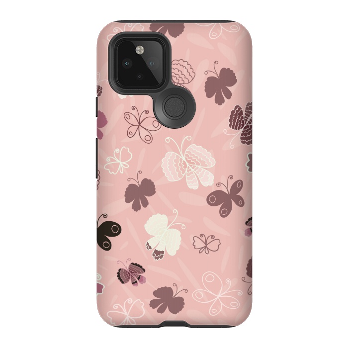 Pixel 5 StrongFit Pretty Butterflies on Pink by Paula Ohreen